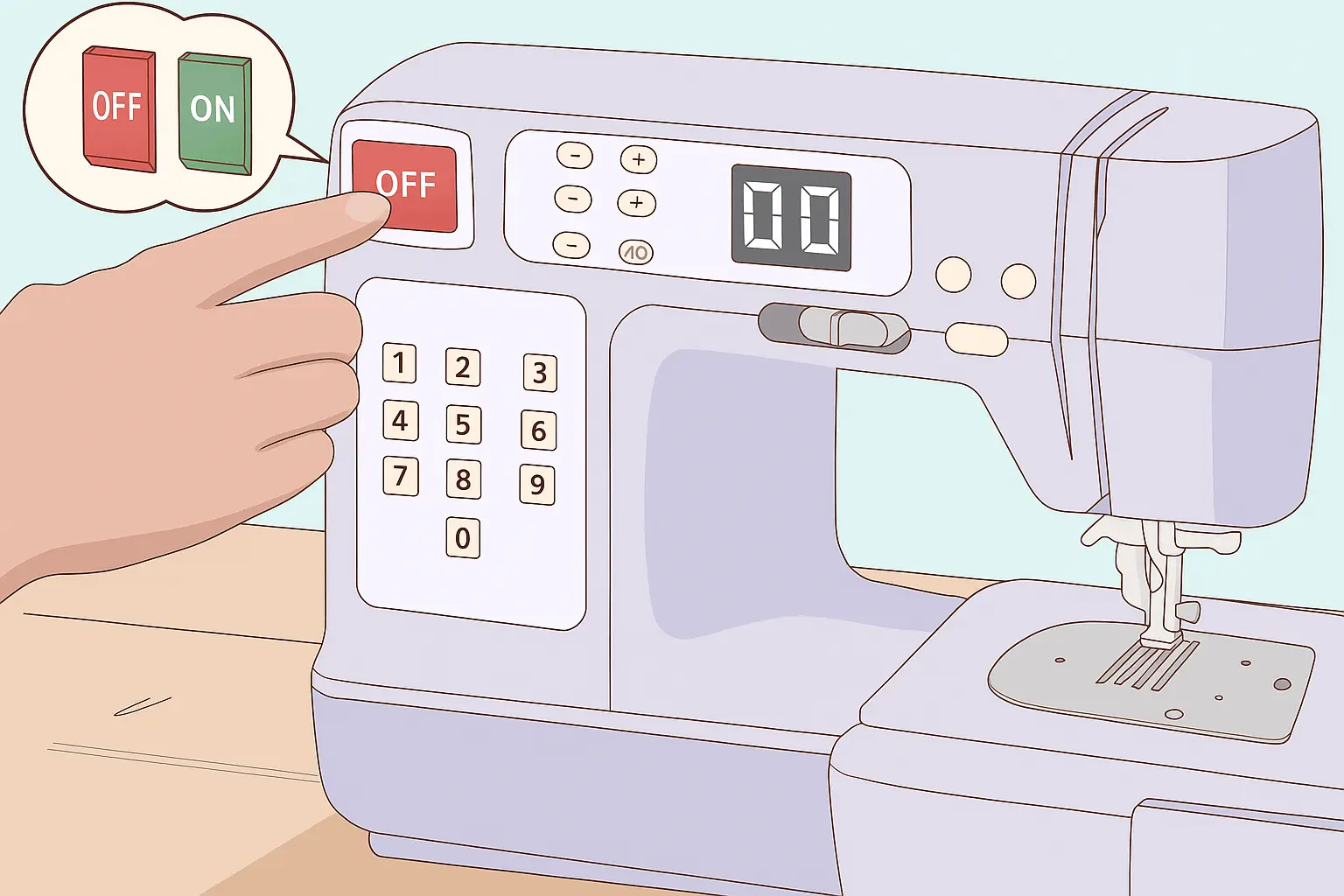 first step of how to thread a singer sewing machine