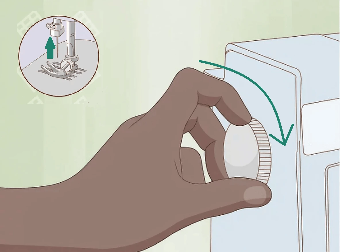Rotate the hand wheel clockwise to raise the needle to its highest position