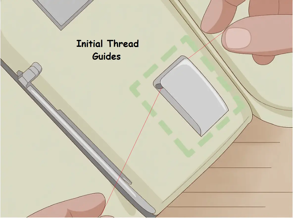 Wrap thread around the first thread guide