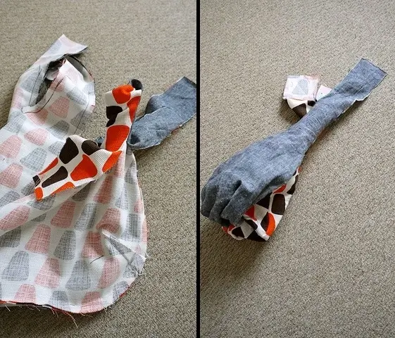Turn the bag right-side out through one of the straps